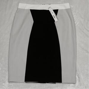 Dylan Gray Colorblock Pencil Skirt Size 14 Black White Career Chic NWT